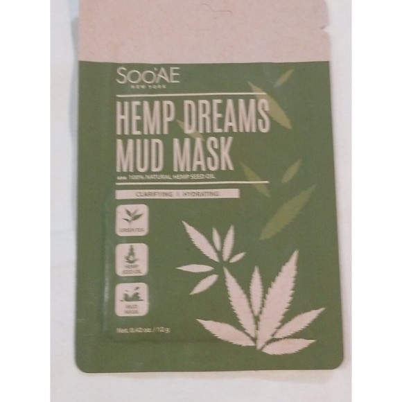 5x SOOAE HEMP DREAMS MUD MASK CLARIFYING & HYDRATING 1 MASK EACH Lot of 5 - Picture 2 of 3